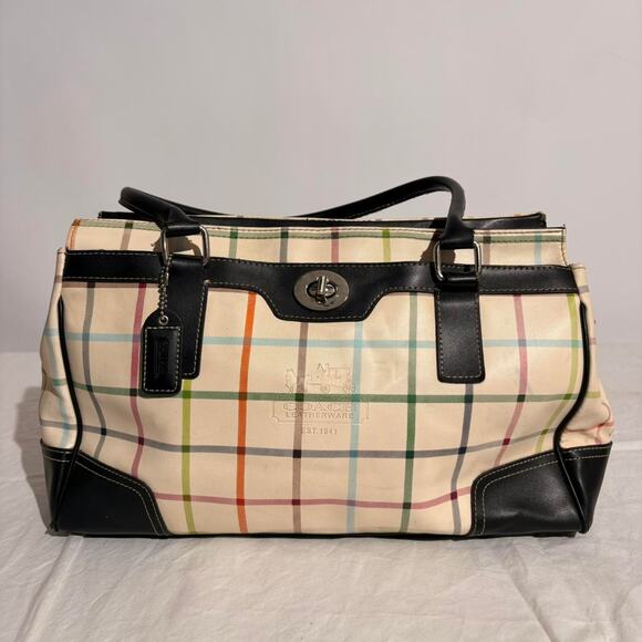 Coach Handbags - Coach Peyton Tattersall Plaid Shoulder Bag - Cream